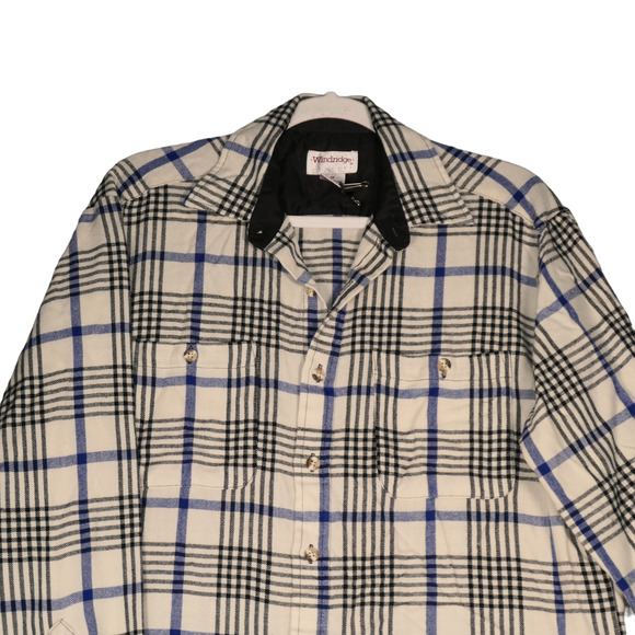 Windridge Flannel Shirt Mens Size Medium Blue Black Plaid Button Up Pockets - Picture 2 of 9